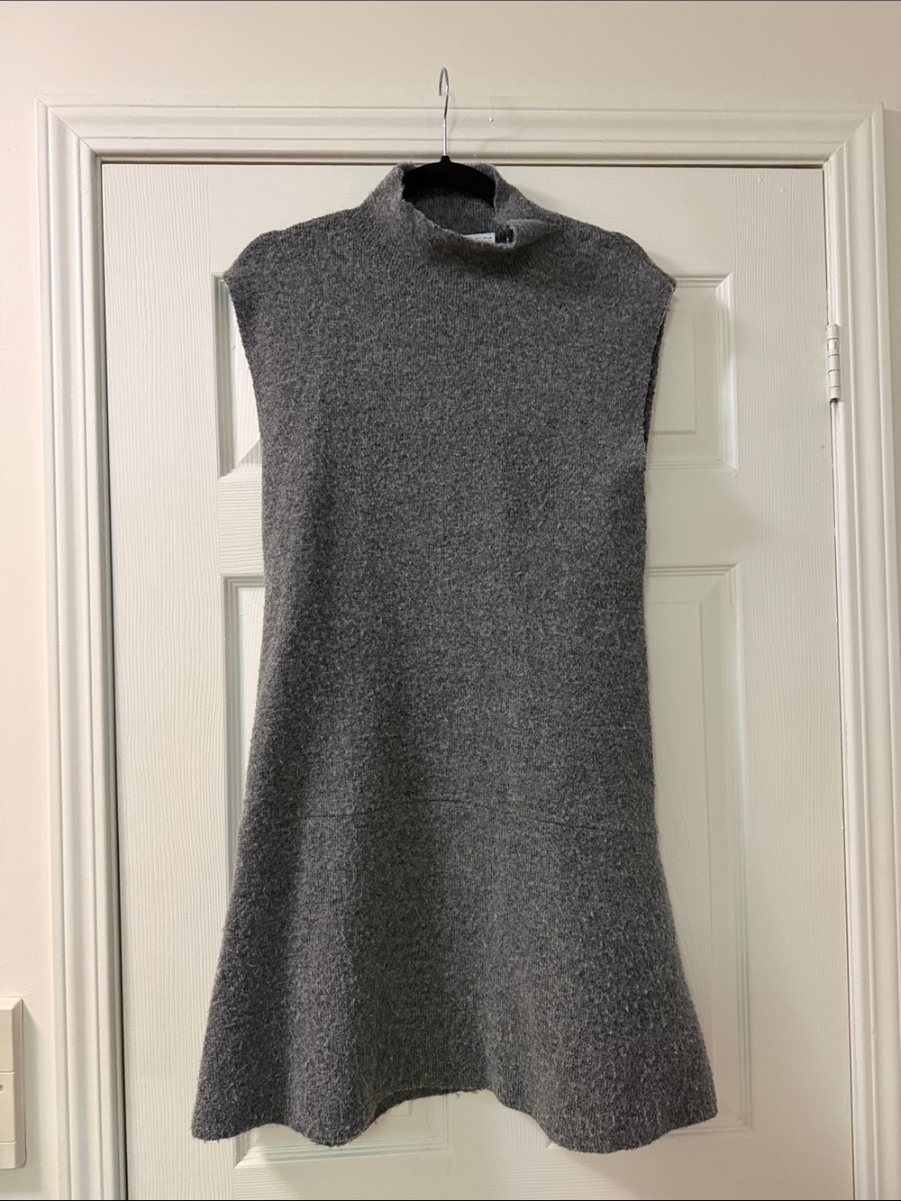 Zara Gray Sleeveless Mock Neck Knit Mini Dress